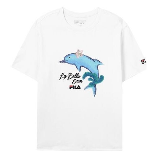 

Футболка dolphin printing casual sports short sleeve white Fila, белый