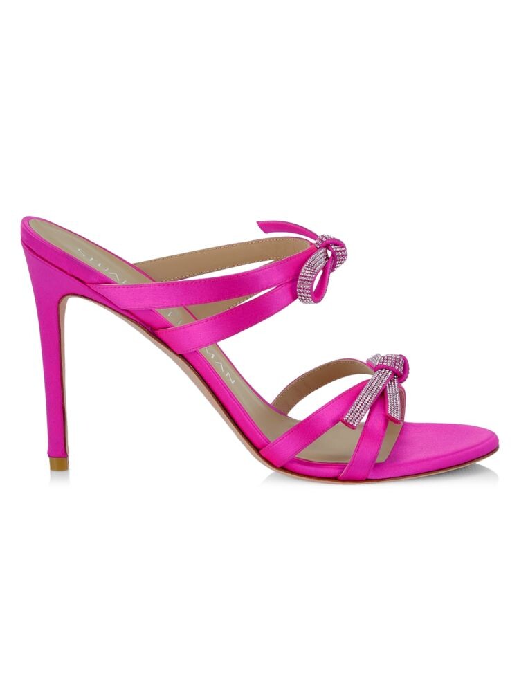 

Атласные мюли с бантом Stuart Weitzman, цвет Flamingo