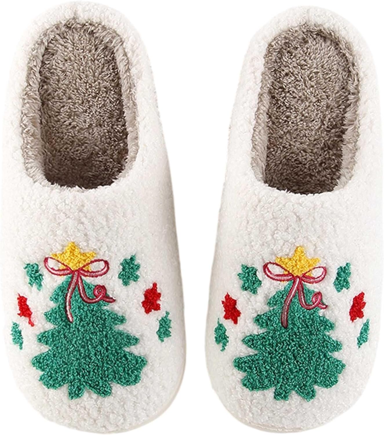 

Рождественские тапочки для женщин и мужчин, мягкие теплые хлопковые домашние тапочки с оленями, тапочки с эффектом памяти, уютные пушистые домашние тапочки на осень и зиму Datarope, F-tree