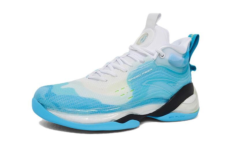 Детские баскетбольные кроссовки GS High-top Anta Белый / Прозрачный Весенний Синий / Эльф Желтый Anta Kids — фото 2