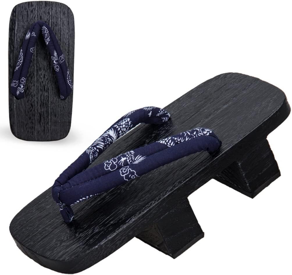 

Деревянные сабо с двумя зубцами для мужчин, ретро мужские японские тапочки-вьетнамки на высокой подошве, традиционные японские сабо Гета, высота каблука 5,5 см, ширина 12 см Kitcissl, черный