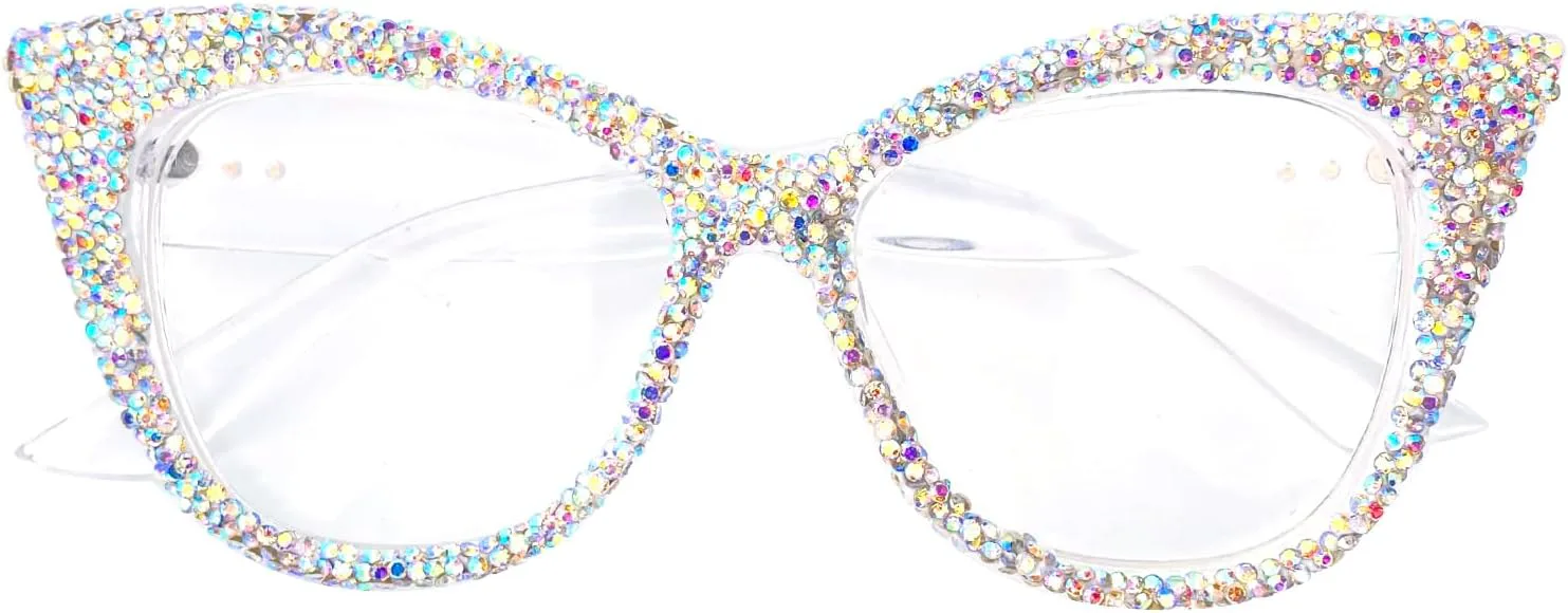 

Модные сверкающие солнцезащитные очки «кошачий глаз» с бриллиантами для женщин, солнцезащитные очки со стразами, большие винтажные очки с кристаллами mincl, Clear