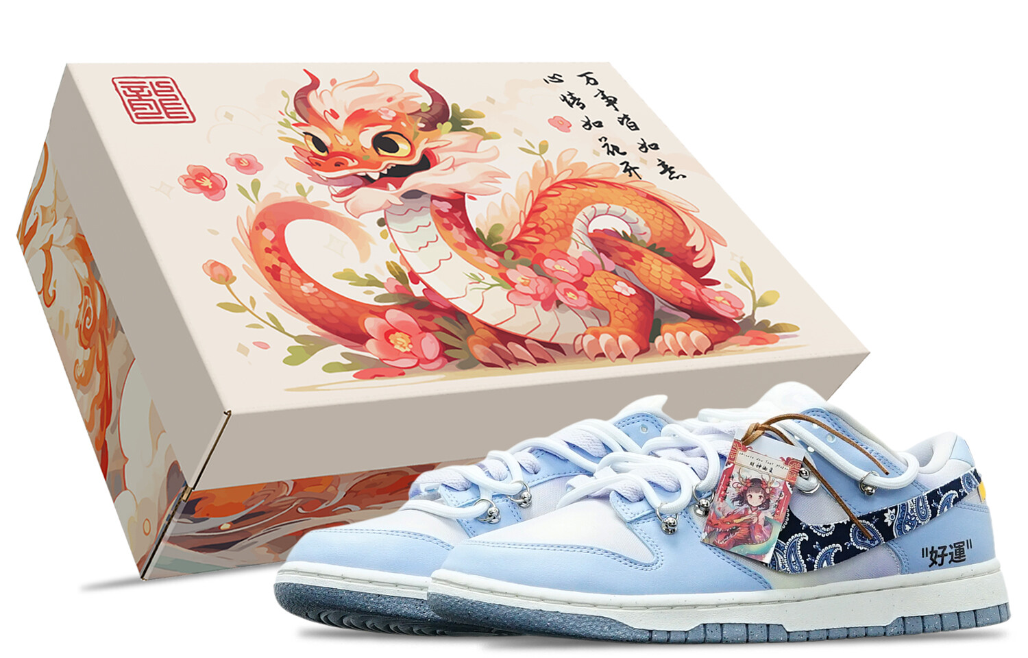 

Кроссовки Nike Dunk Skateboarding Shoes Women's Low-top Blue/white, серый