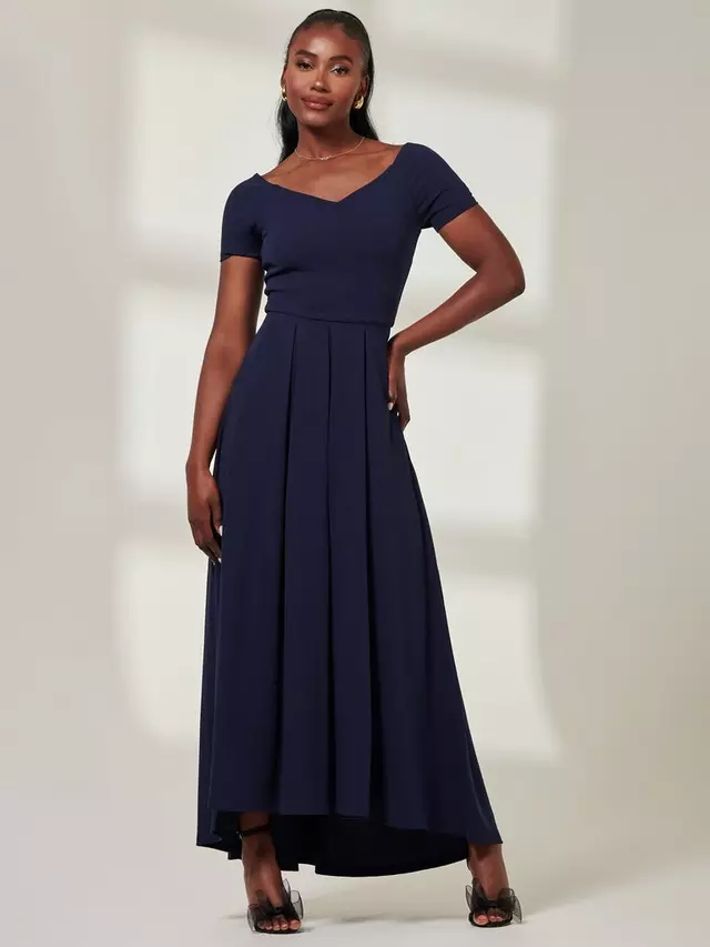 

Платье Jolie Moi Yana Off Shoulder Scuba Maxi, темно-синий