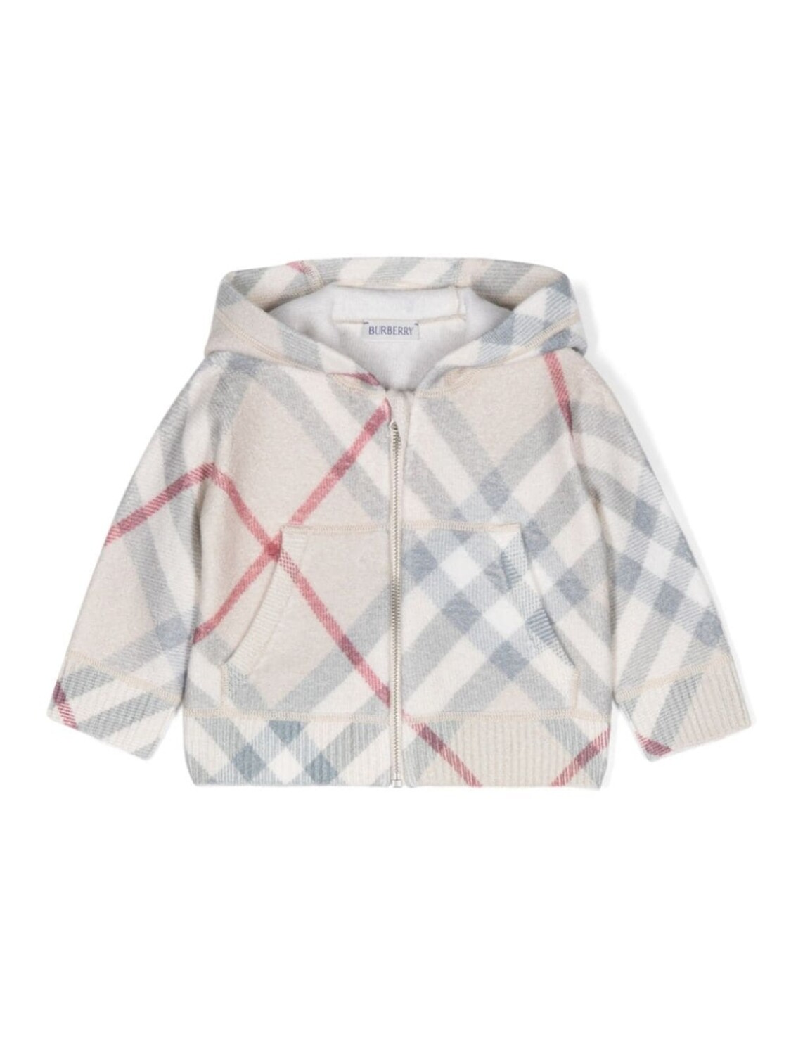 

Burberry Kids клетчатое худи на молнии, белый