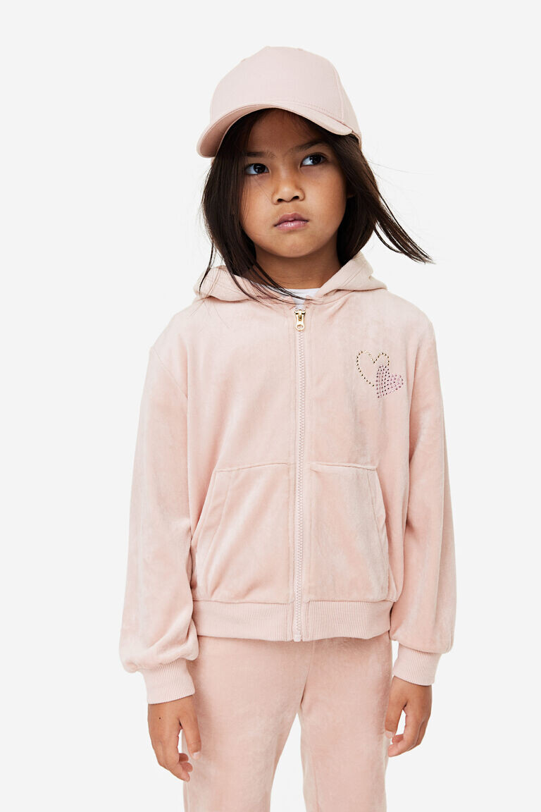 

Велюровая толстовка на молнии H&M, розовый