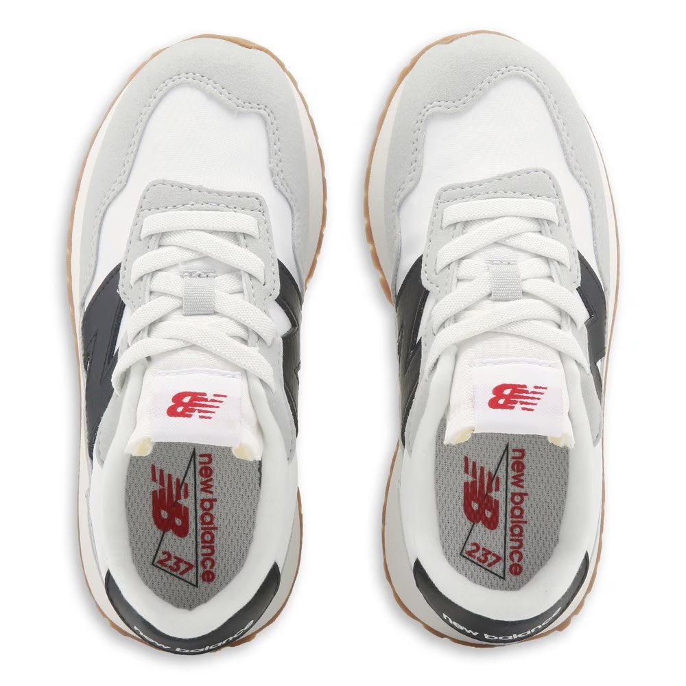 Детские ретро-кроссовки на липучках 237 New Balance для малышей, white/black/gum — фото 4