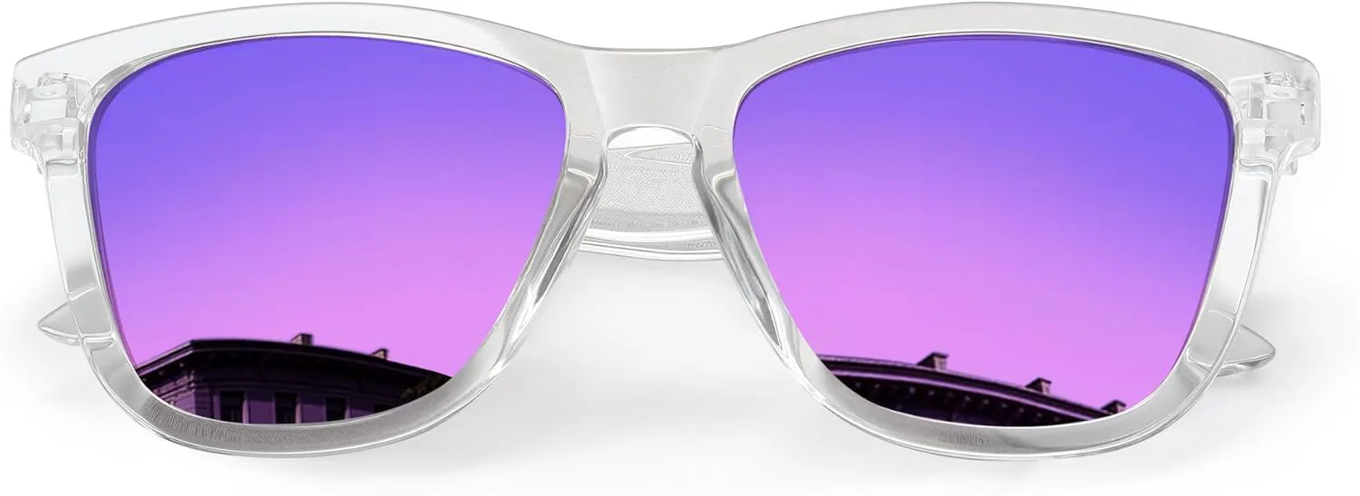 

Солнцезащитные очки DANAMY для женщин, поляризованные, модные, дизайнерские, с зеркальными линзами и защитой от УФ-излучения UV400, A5 Clear Frame - Purple Lenses