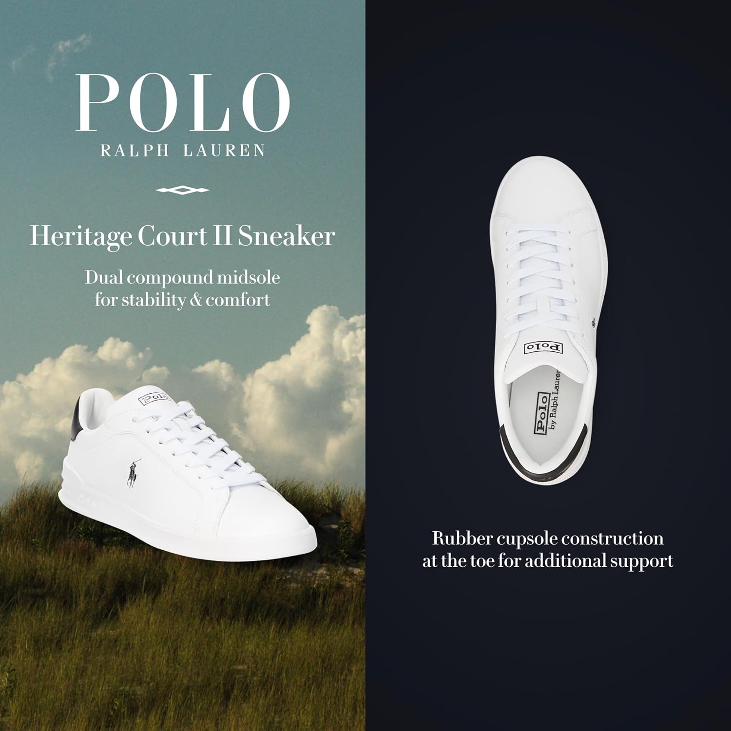 POLO RALPH LAUREN Мужские кроссовки Keaton-Pony, White/Green/Royal — фото 2