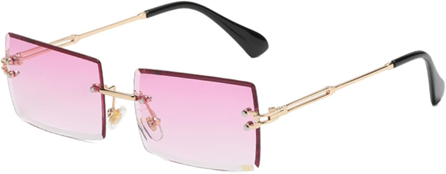 

Солнцезащитные очки LASPOR в стиле ретро, ​​без оправы, прямоугольной формы, для женщин и мужчин, с тонированными линзами, золотистая металлическая оправа, винтажные квадратные очки, Purple Gradient