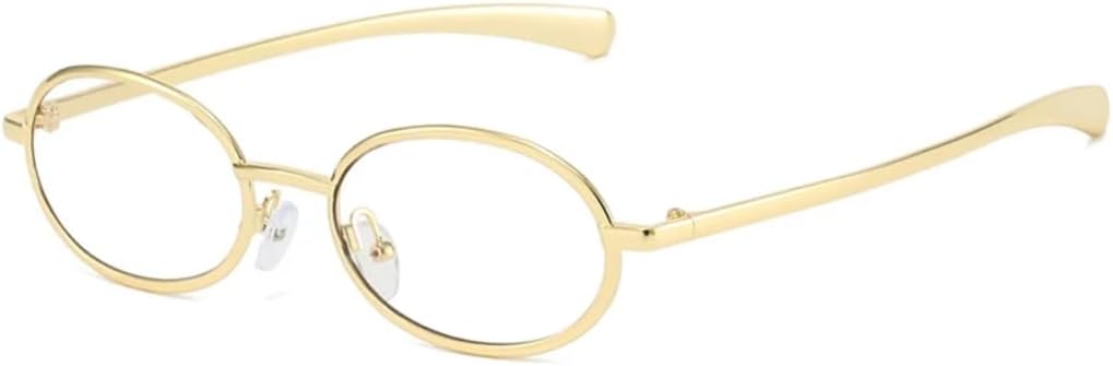 

Солнцезащитные очки для мужчин и женщин - защита UV400 - маленькие овальные металлические градиентные очки в стиле панк для занятий спортом на открытом воздухе и вождения DSVIGF, Golden Clear to Tea