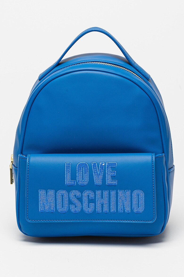 

Рюкзак из экокожи с пайетками Love Moschino, синий