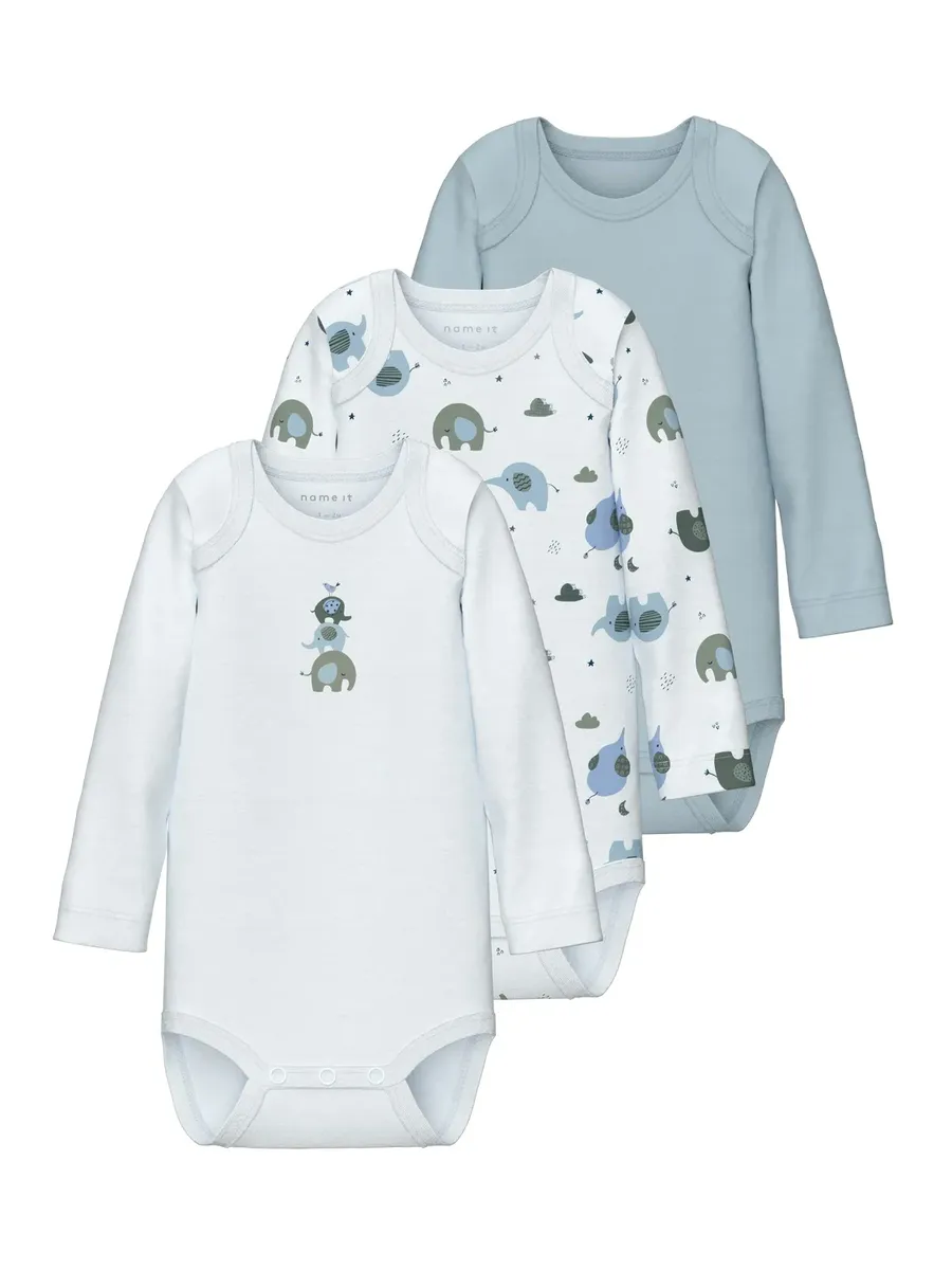 

Комбинезон для сна Name It "NBMBODY 3P LS BABY ELEPHANT NOOS" (упаковка, 3 шт.), цвет Baby Blue