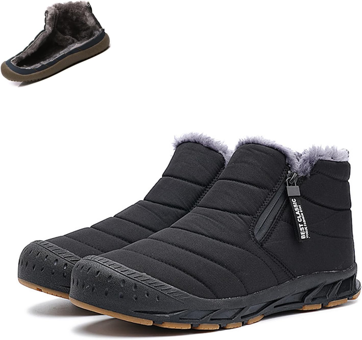 

Мужские зимние ботинки Snow Boots, водонепроницаемые зимние ботинки, мужская зимняя обувь, утепленные мехом ботильоны на молнии, удобная обувь для прогулок на открытом воздухе Cloudemo, черный