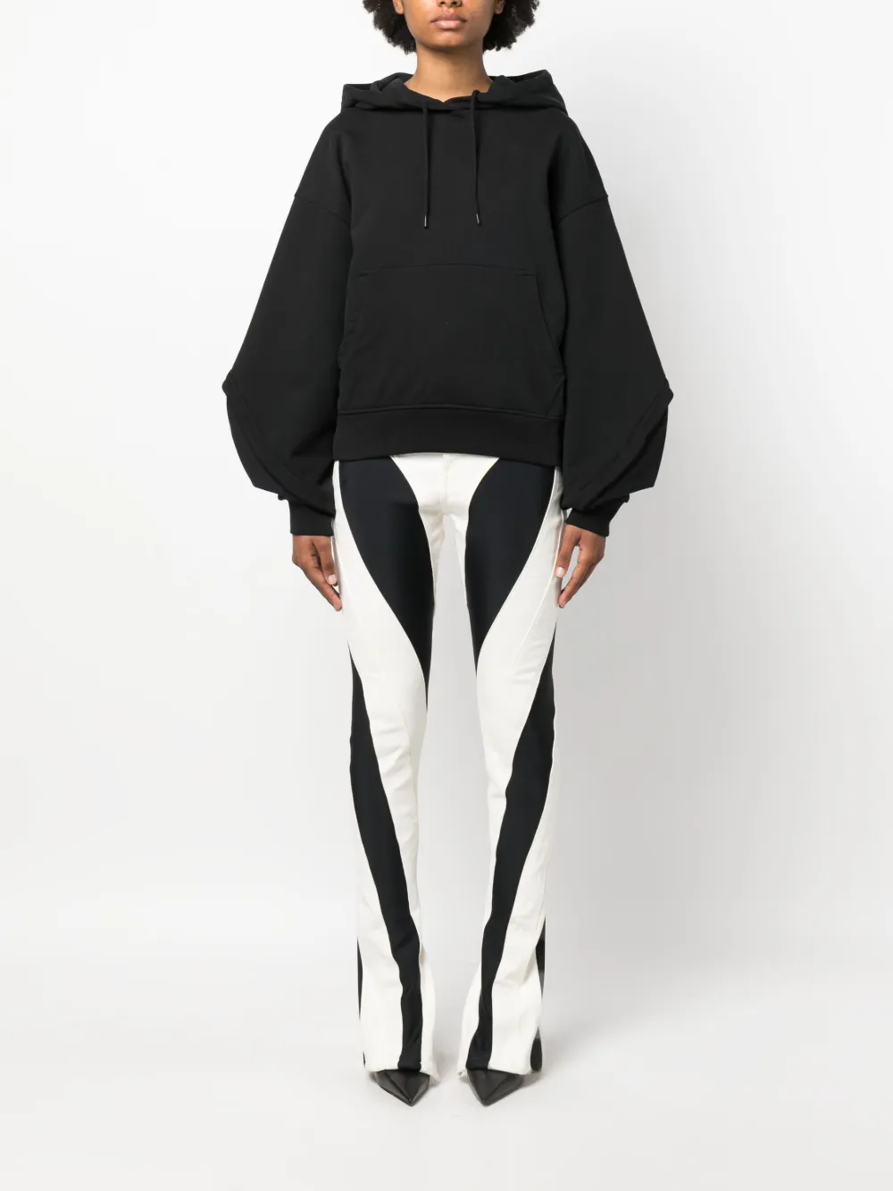 Худи с объемными рукавами Mugler, черный — фото 3