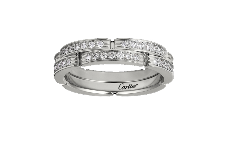 

Кольца Maillon Panthere Collection 18K White Gold/diamonds Unisex Cartier, серебряный