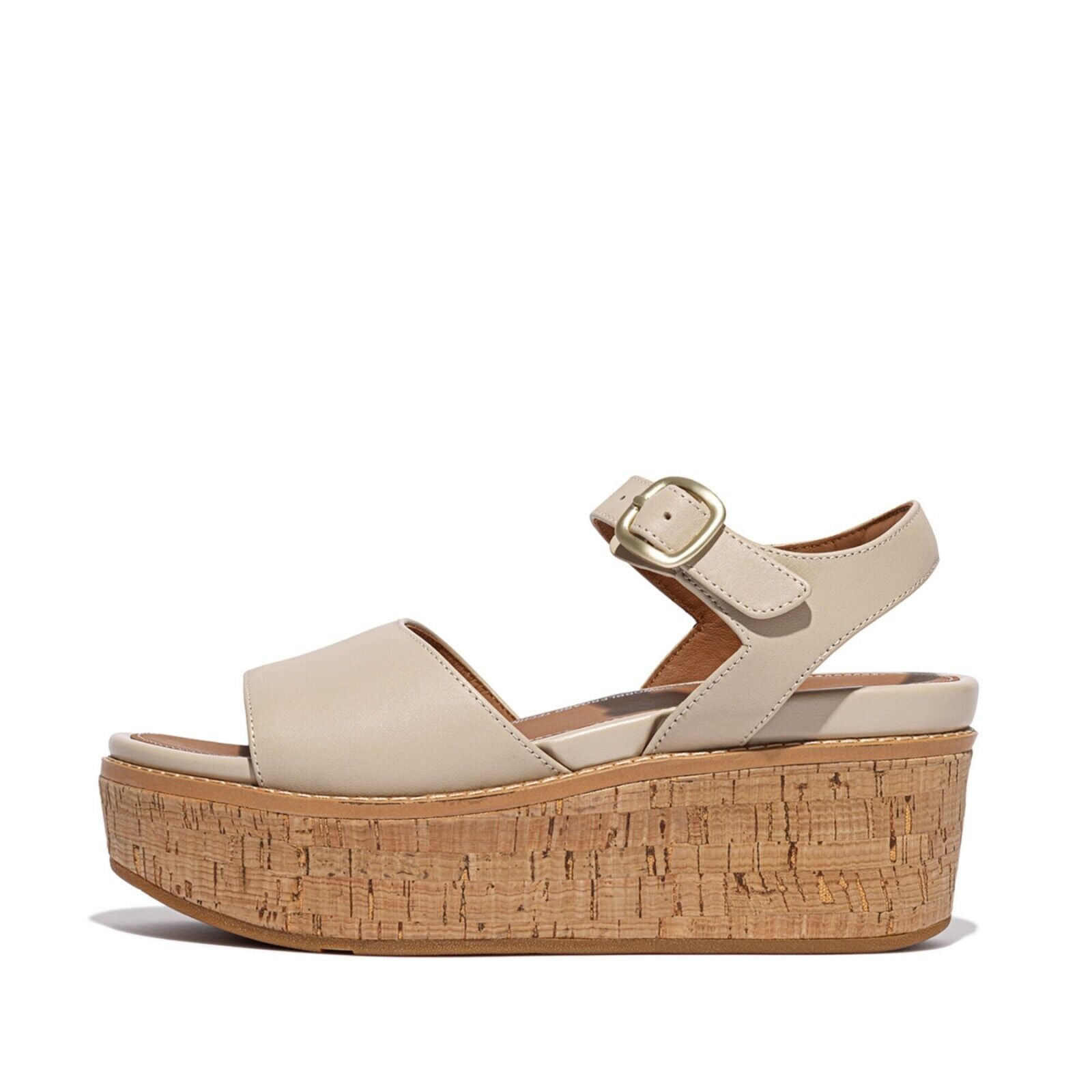 FitFlop Eloise FT6-A20 Босоножки на платформе женские Stone Beige кожа с пробковой отделкой повседневные — фото 2
