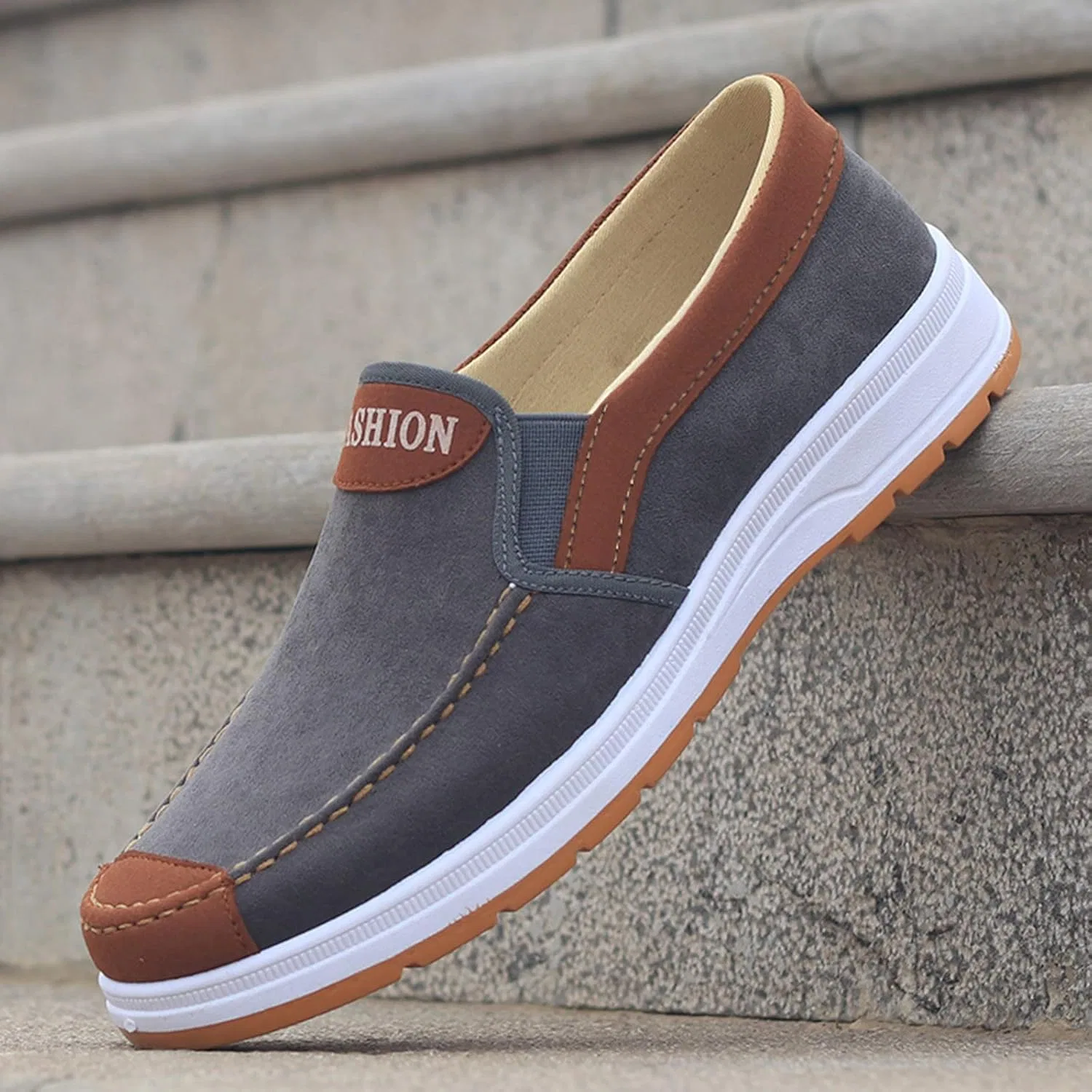 Туфли Crazy Fast Fashion All Season Casual Shoes Men Flat Bottom Non-Slip Fabric Comfortable Elastic Men Shoes Casual Dress Generisch, Grau — фото 3