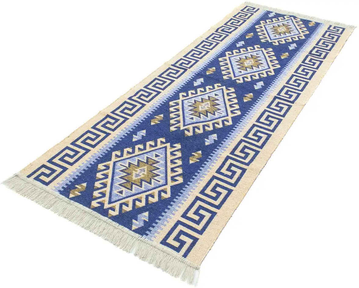 

Ковер Morgenland из шерсти "Kilim Carpet Phoenix", прямоугольный, чистый хлопок 60х150 см, синий