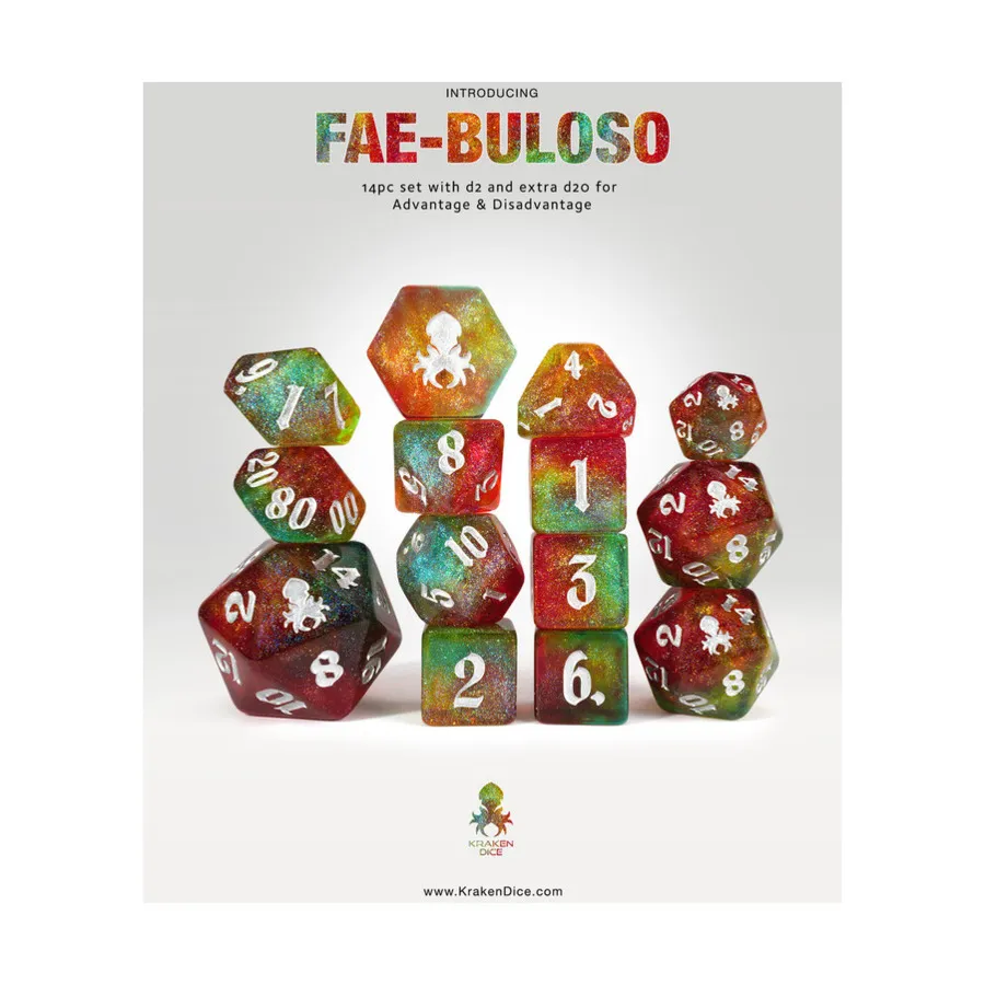 

Набор Poly — Фейри-Булозо с серебром (14), Poly Sets - Glitter (Kraken Dice)