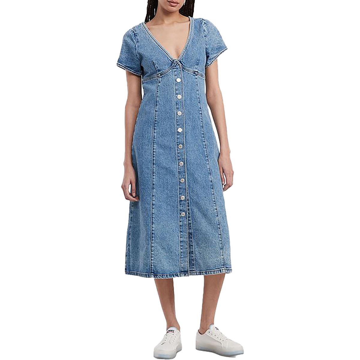 

Женское джинсовое платье миди с коротким рукавом Tommy Jeans, синий