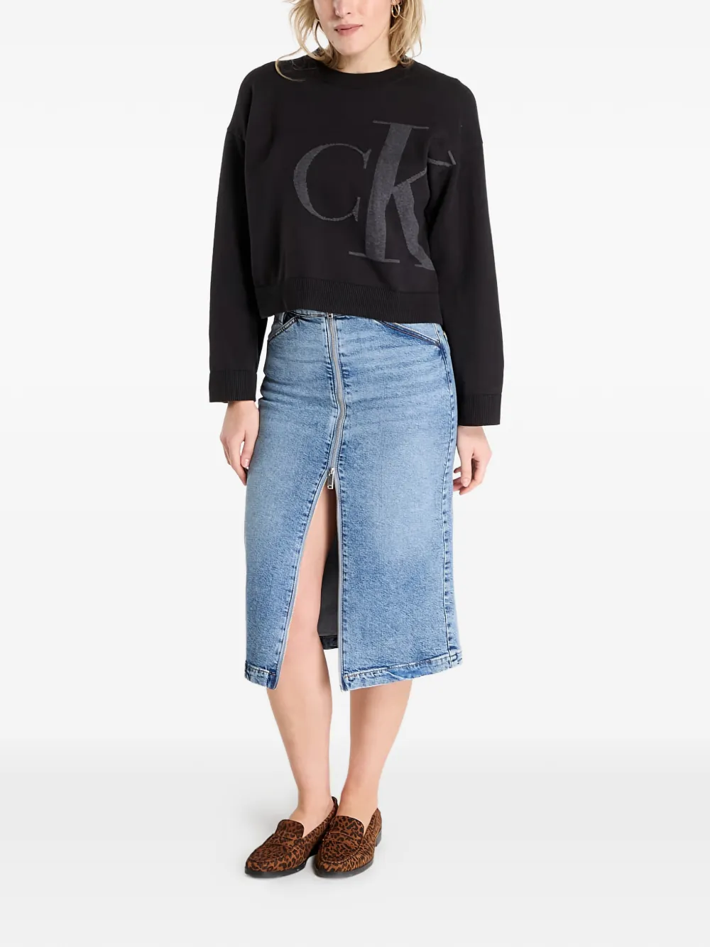 Свитер с логотипом и длинными рукавами Calvin Klein, черный — фото 2