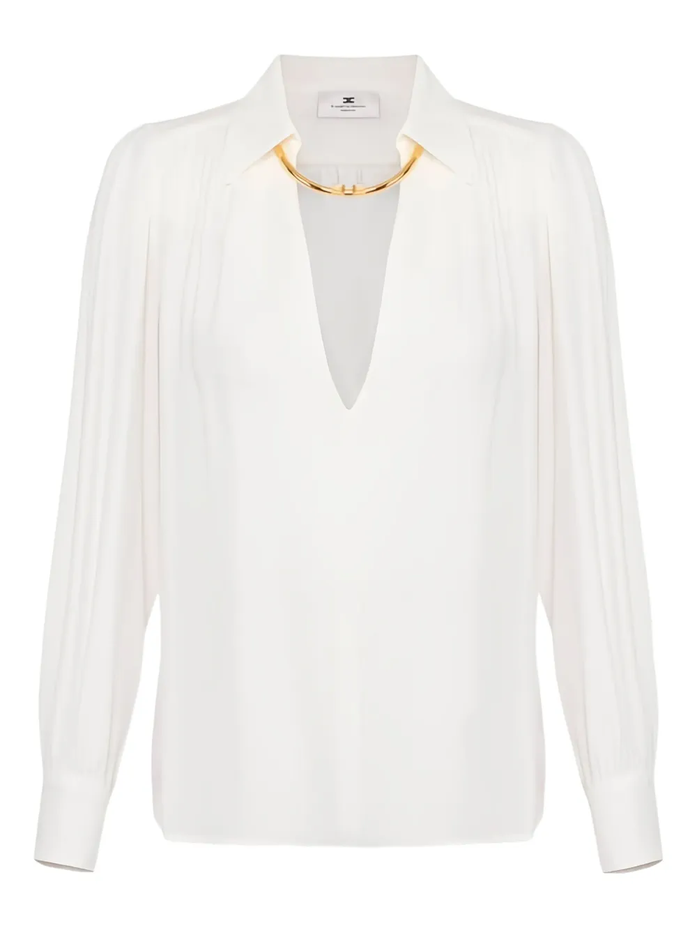 

Блузка из жоржета с украшением драгоценными камнями Elisabetta Franchi, бежевый