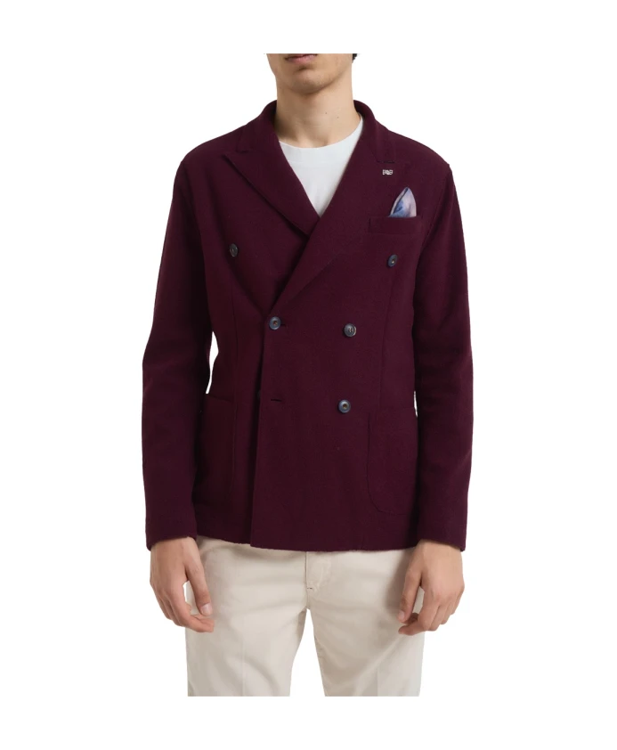 

Двубортный вязаный жакет бордового цвета Bob, красный