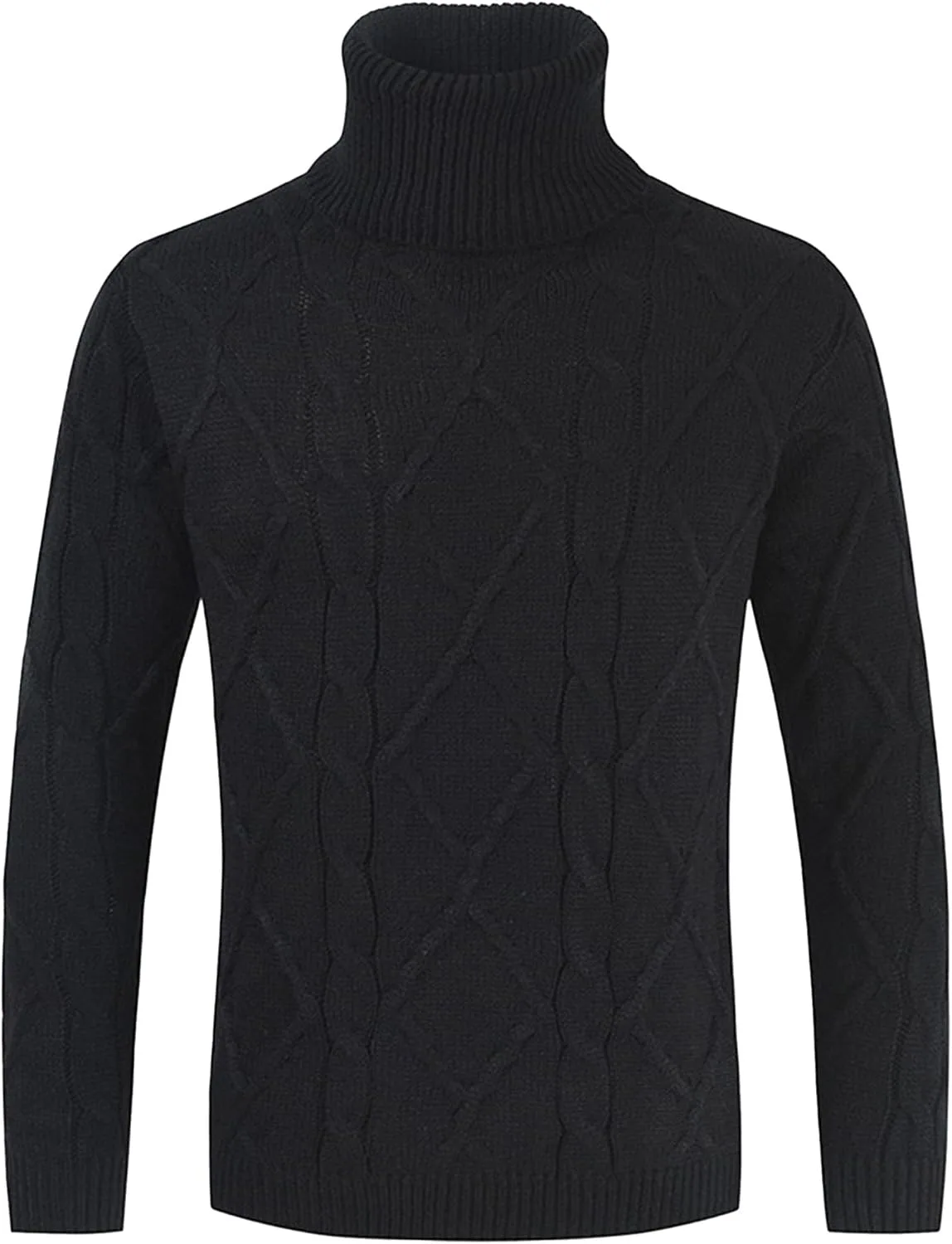 

Мужской свитер с воротником-водолазкой и косой