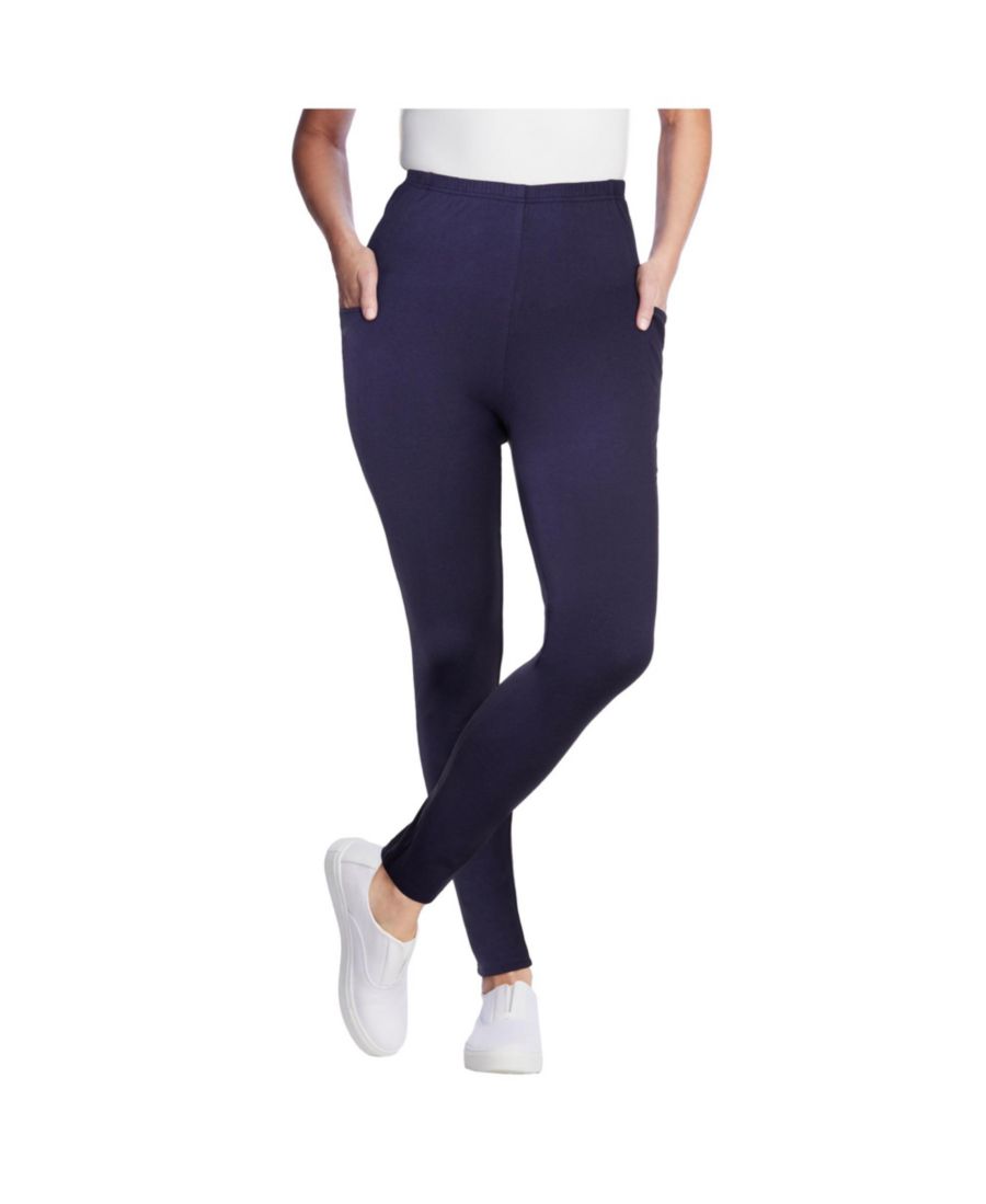 

Женские леггинсы Within Tall из эластичного хлопкового трикотажа с карманами и застежкой на резинке Woman Within, Navy