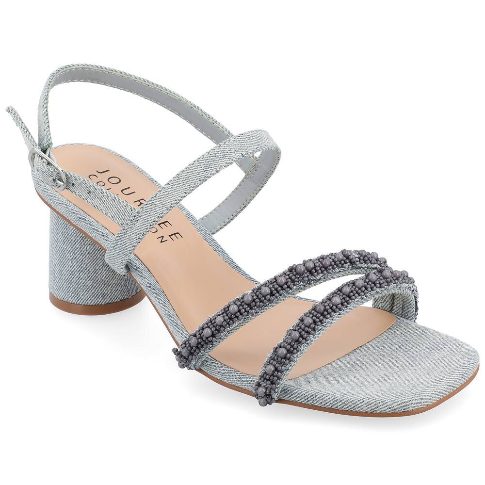 Женские босоножки на каблуке Journee Collection Lornnah Tru Comfort из пеноматериала с ремешком из бисера, цвет Denim