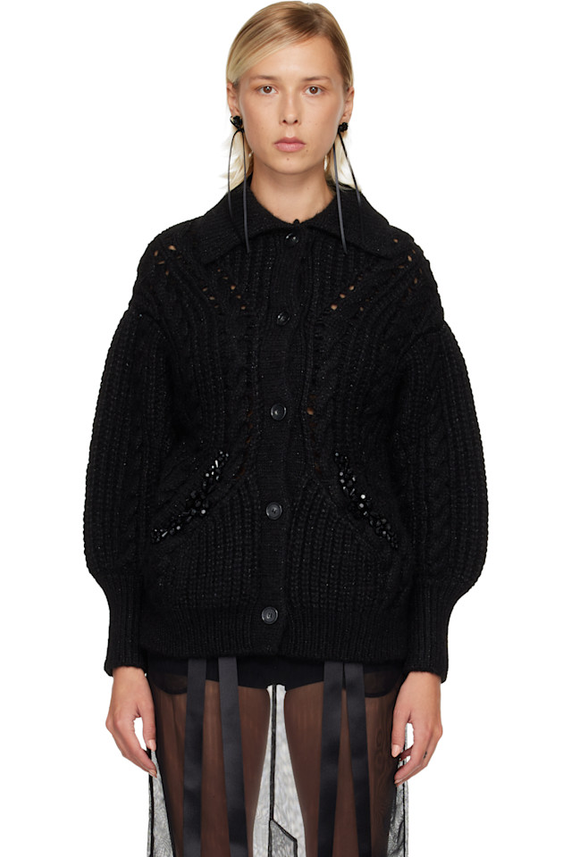 

Кардиган объемной вязки с рельефным рисунком Simone Rocha, черный