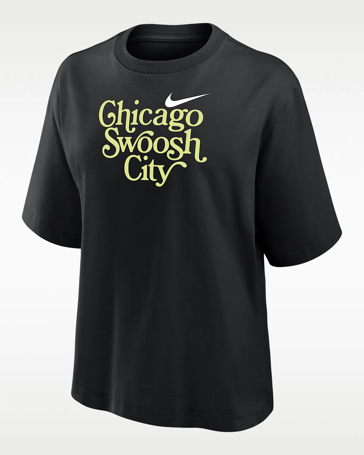 Женский свободный футболка с коротким рукавом Nike Swoosh Cities Chicago, Black