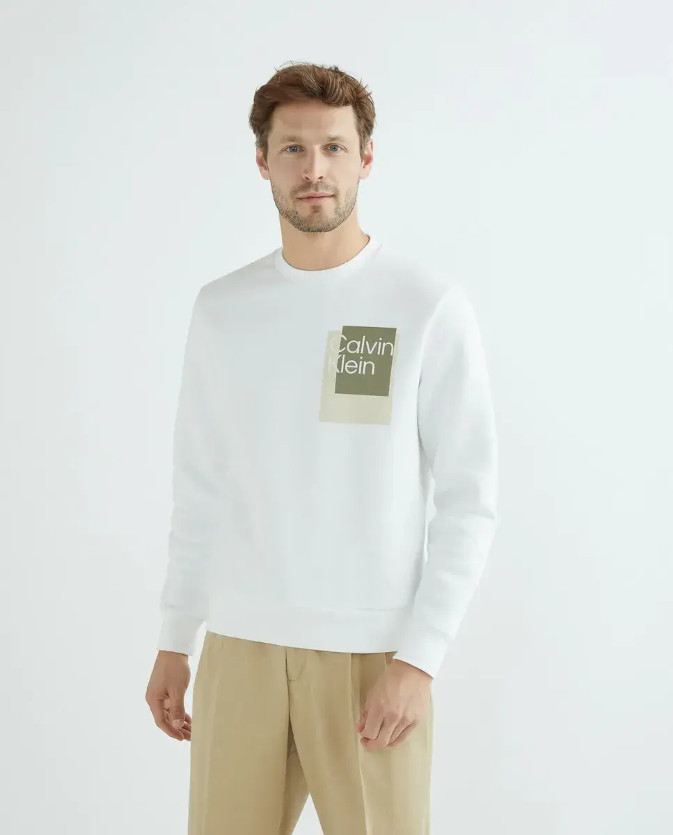 

Мужская толстовка с логотипом Calvin Klein, белый