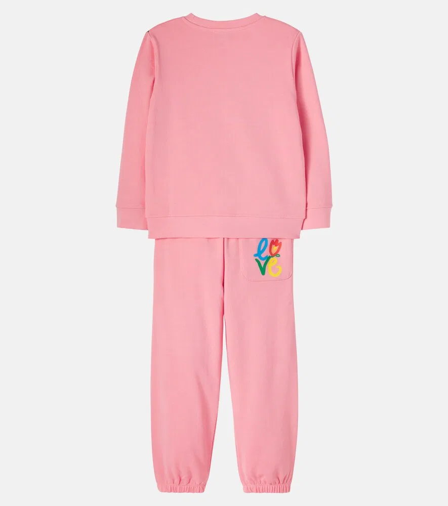 Спортивный костюм из хлопкового флиса с принтом Stella McCartney Kids, розовый — фото 2