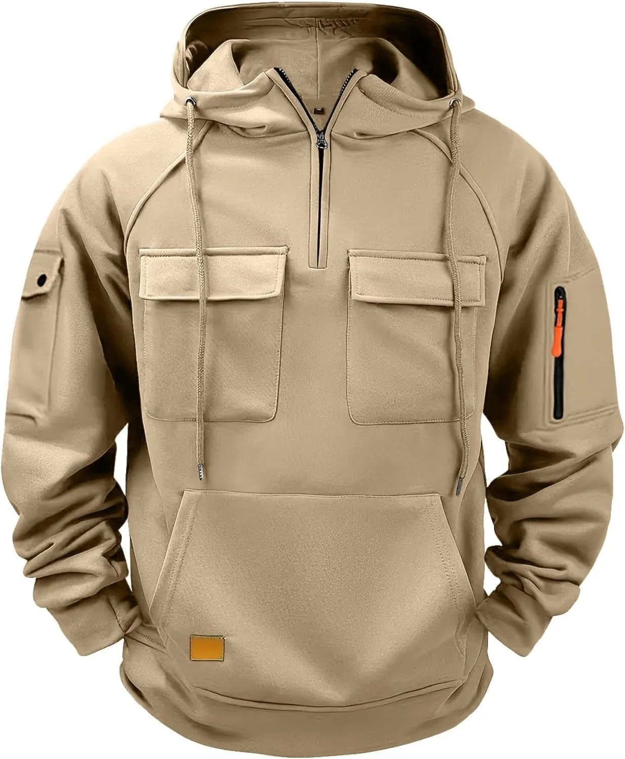 Толстовка с капюшоном тактическая мужская Quater Zip Up с карманами — фото 2