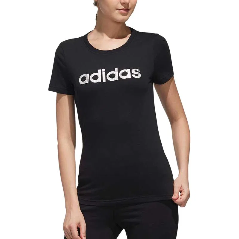 Футболка женская Black с круглым вырезом, прямой крой Adidas — фото 4