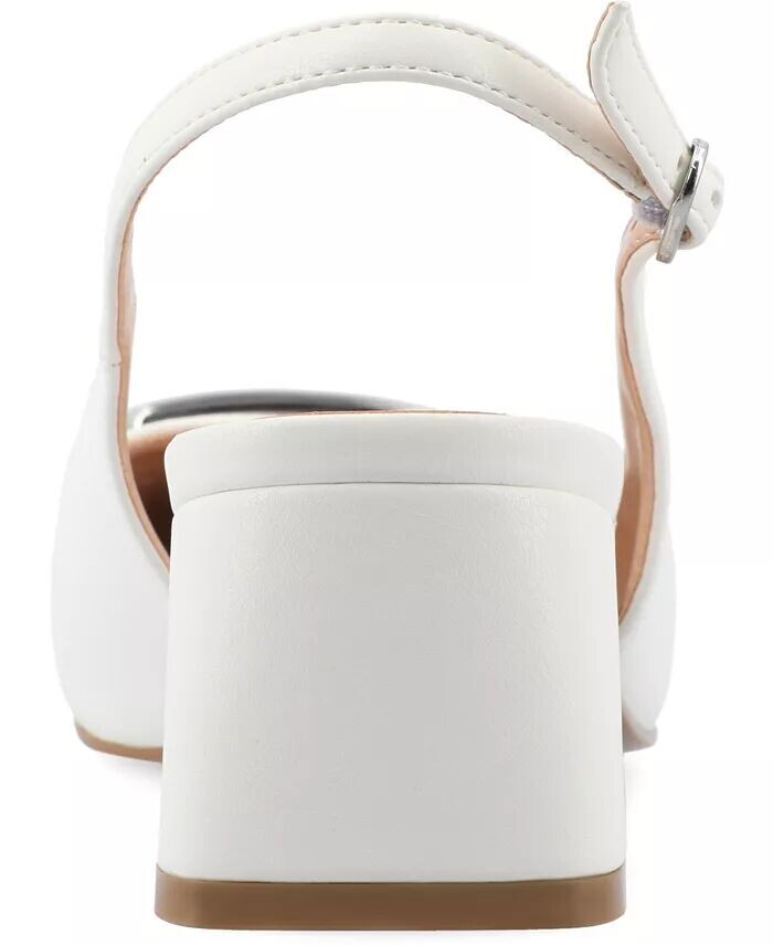 Женские туфли-лодочки Everlee Tru Comfort из пеноматериала с квадратным носком и ремешком на спине Journee Collection, белый — фото 3