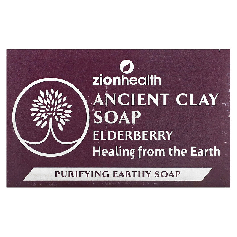 

Zion Health, Кусковое мыло с древней глиной, бузина, 170 г (6 унций)