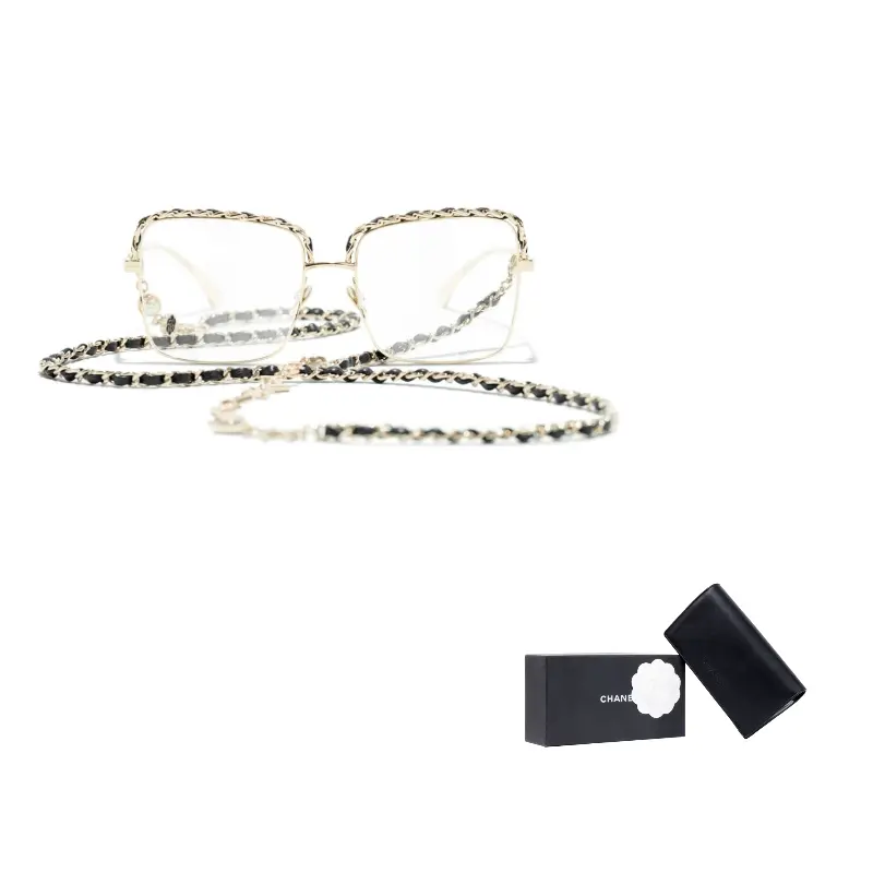 

CHANEL Квадратная оправа для очков унисекс, Gold