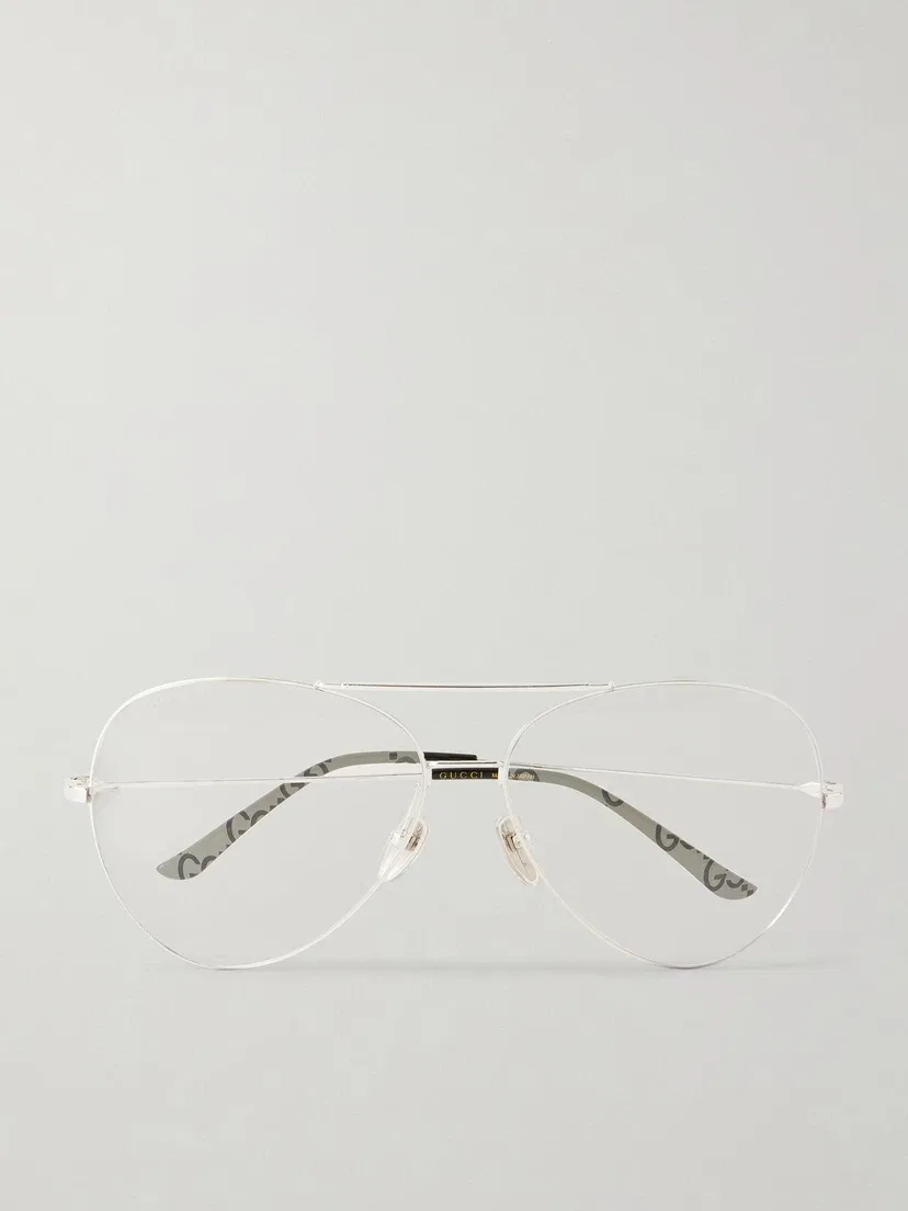 Солнцезащитные очки в стиле "авиатор" серебристого цвета Gucci Eyewear, прозрачный
