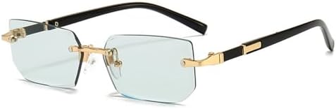 

Модные панк-солнцезащитные очки без оправы с закругленными краями для мужчин и женщин, винтажные солнцезащитные очки 2024 года, очки с защитой от УФ-излучения UV400 MTZJH, Light Green