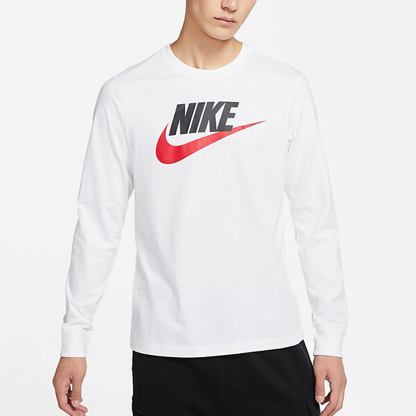 Футболка sportswear futura icon logo printed casual collar long sleeved male white Nike, белый — фото 3