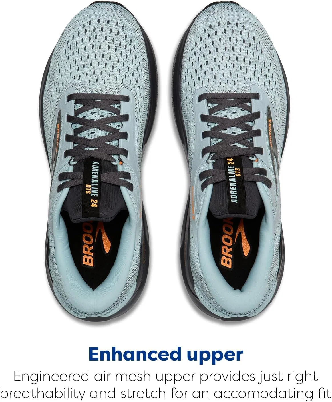 Мужские беговые кроссовки Brooks Adrenaline GTS 24 с поддерживающей подошвой, Winter Sky Ebony Orange — фото 4