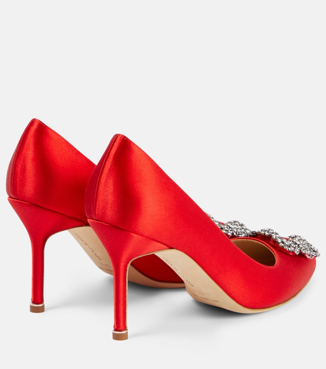 Атласные туфли hangisi 90 с декором Manolo Blahnik, красный — фото 3