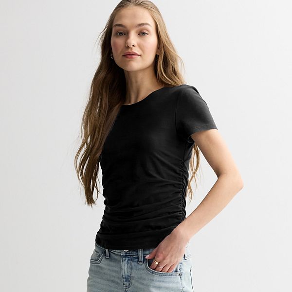 

Топ с коротким рукавом и боковой шнуровкой для подростков Pink Republic, Black