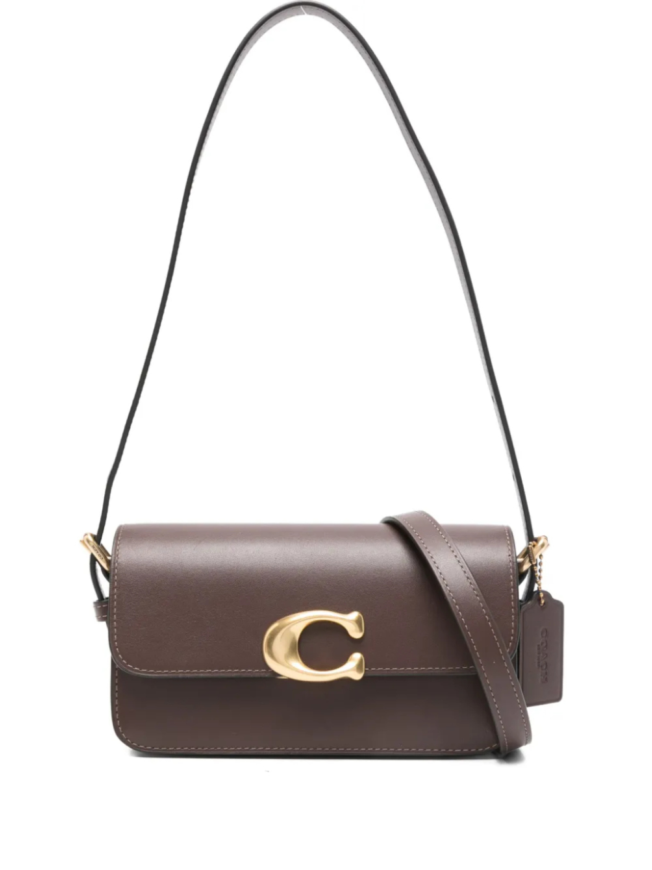 

Кожаная сумка через плечо Coach Zoe с застежкой C-образной формы, коричневый