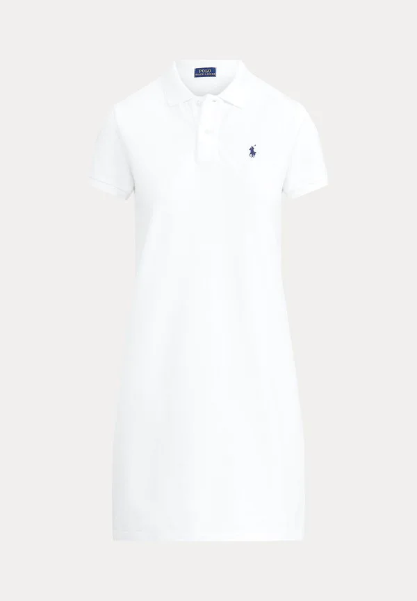 Платье-Поло из хлопковой сетки, повседневное платье Polo Ralph Lauren, White — фото 4