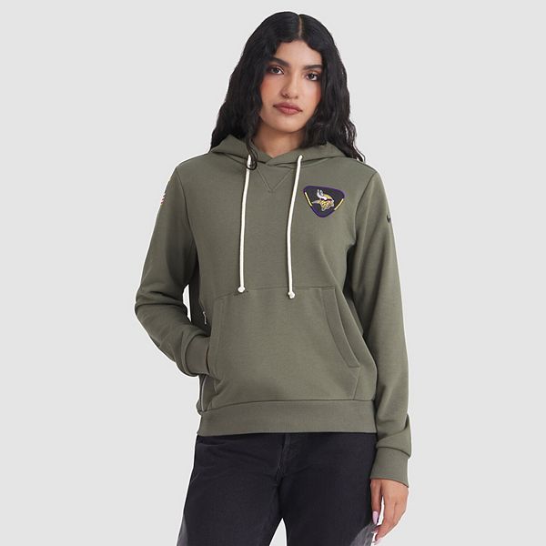 Женская оливковая толстовка Minnesota Vikings 2025 salute to service sideline standard issue dri-fit Nike