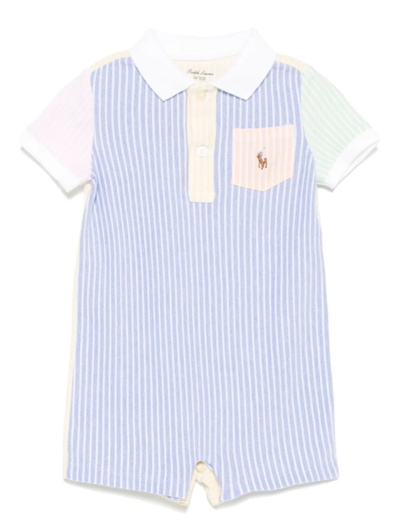 

POLO RALPH LAUREN KIDS полосатый комбинезон из сетки Оксфорд, синий